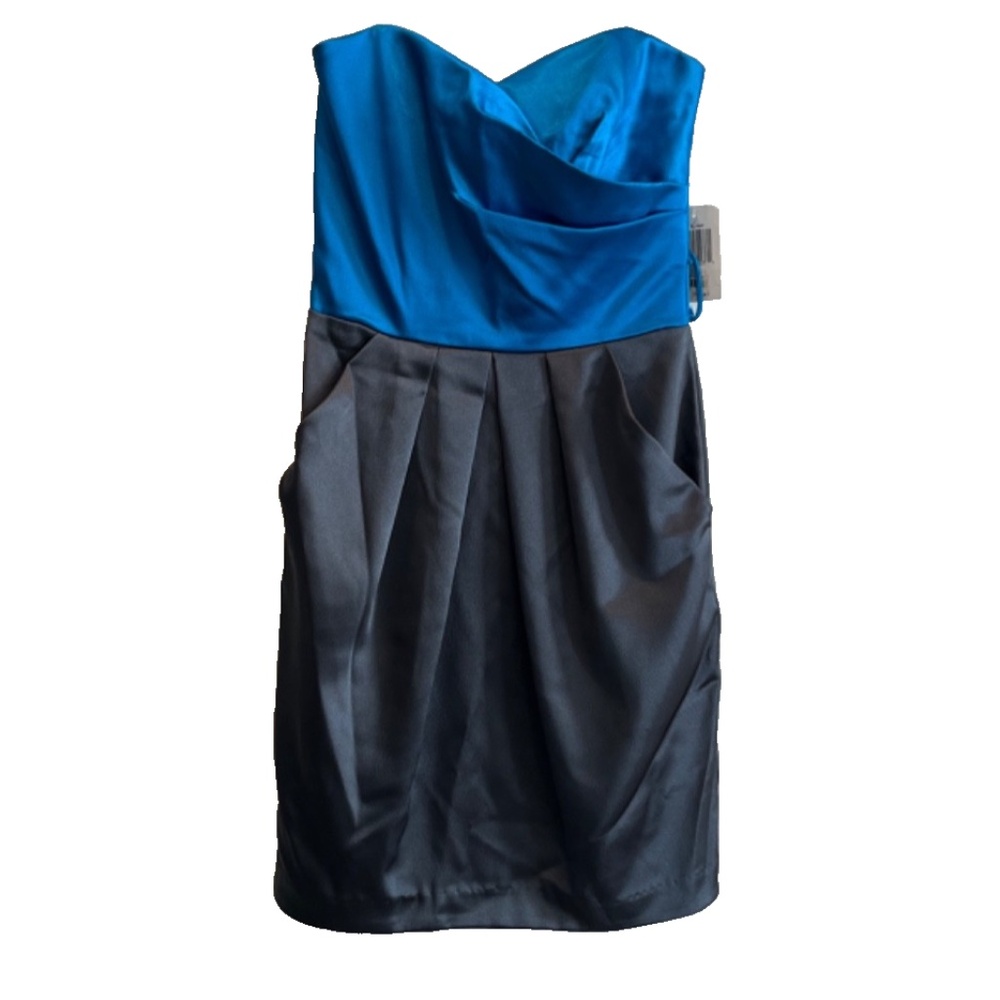 Teeze Me Juniors Pleated Bodycon Two Toned Satin Mini Dress W/Pockets Size 3